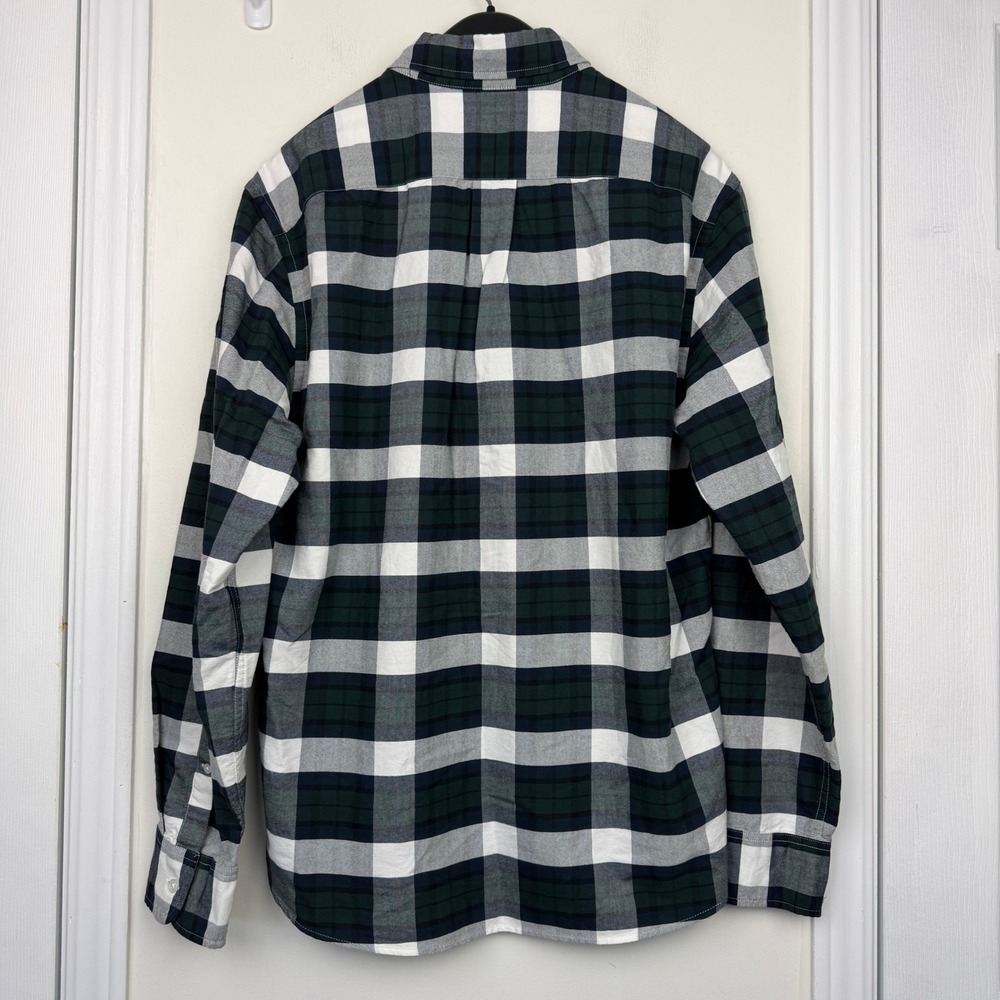 J.Crew OXFORD Mens L Cotton Slim Navy Green White Buffalo Check Plaid C4283 - Picture 4 of 9